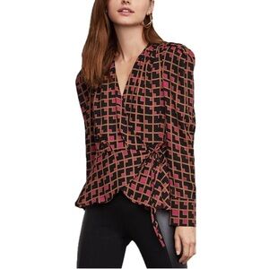 BCBGMaxAzria Surplice Blouse Long Sleeve Wrap Blouse Size XS NWOT